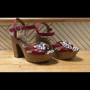 Calla Jellypop Platform Sandals Size 6.5 Red Bow